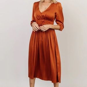 Baltic Born Gabriella Satin Midi Dress Rust